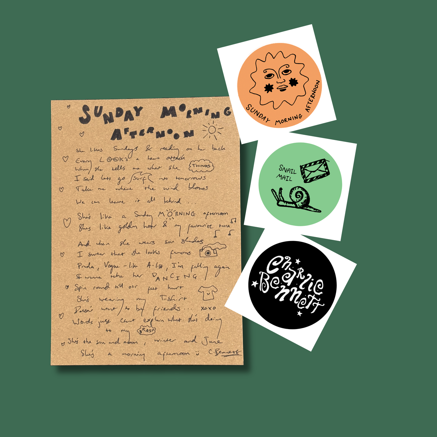 Lyric Sheet + Sticker BUNDLE