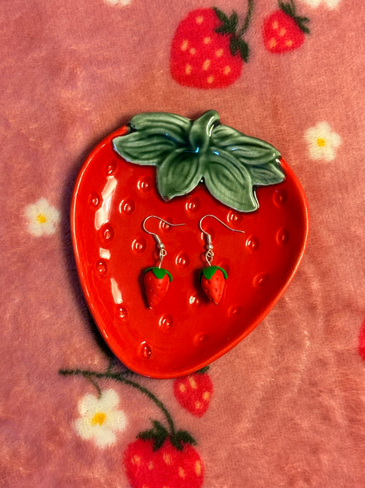 Handmade Clay Strawberry Earrings