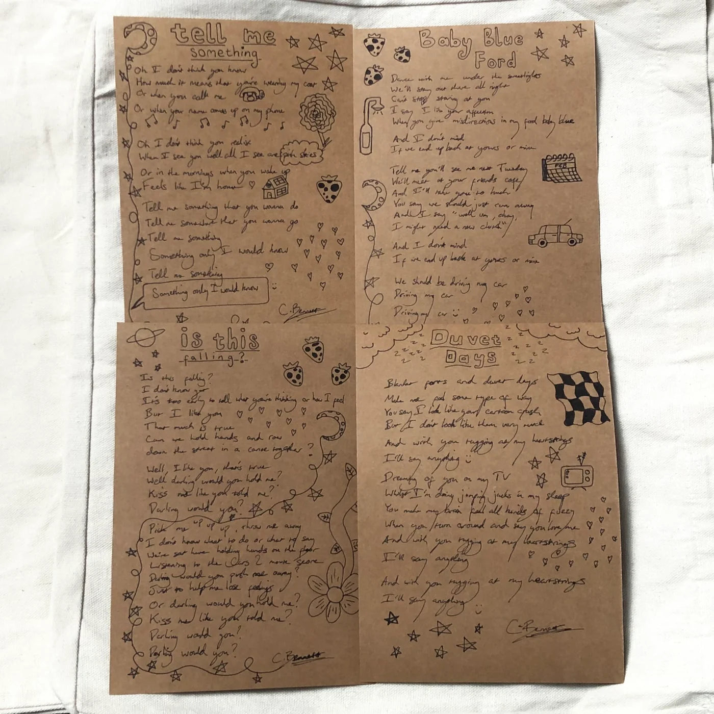 Handwritten Lyric Sheet